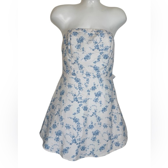 New Altar’d State Lilia Floral Bow Back Strapless Mini Dress - Picture 4 of 11